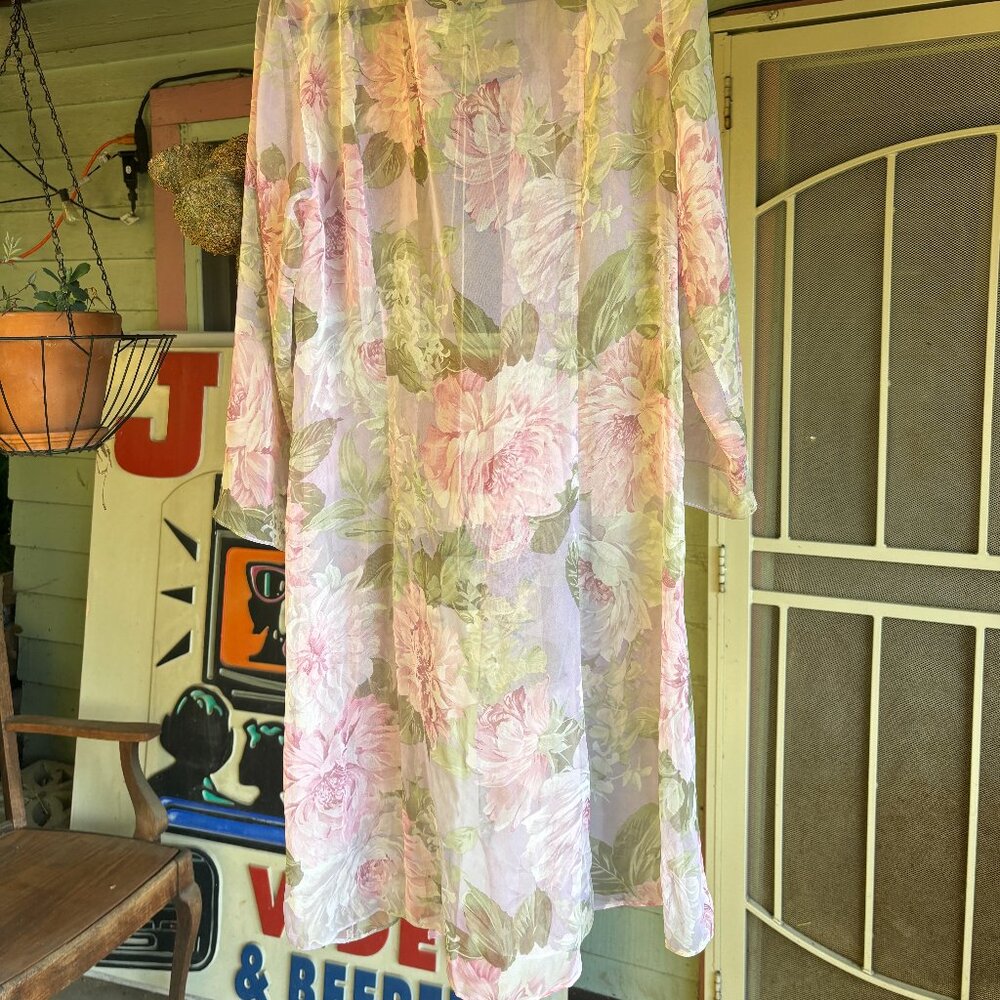 Sheer Floral Robe - Picture 3 of 5